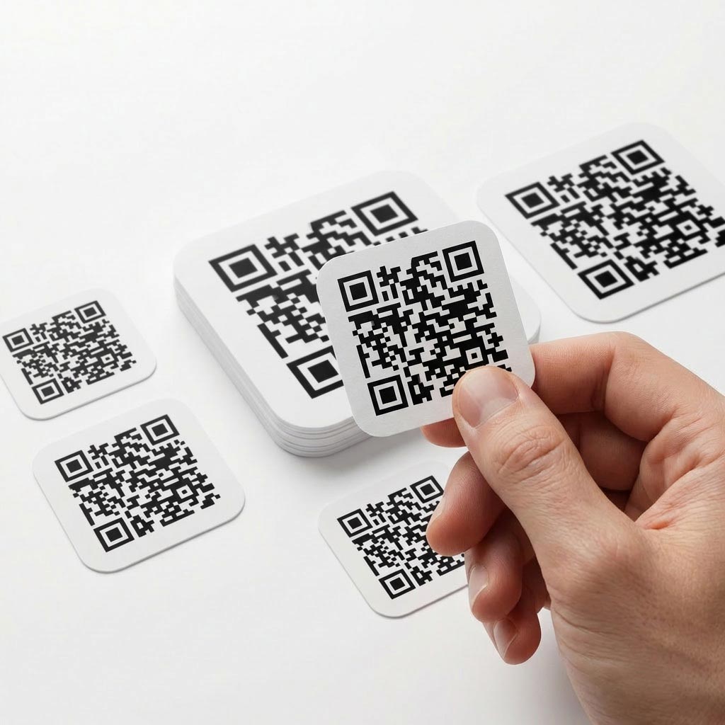Μέγεθος αυτοκόλλητου QR code στο χέρι